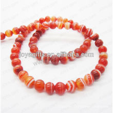 Perles rondes en agate rouge rayé / 4mm / 6mm / 8mm / 10 / mm / 12mm grade A